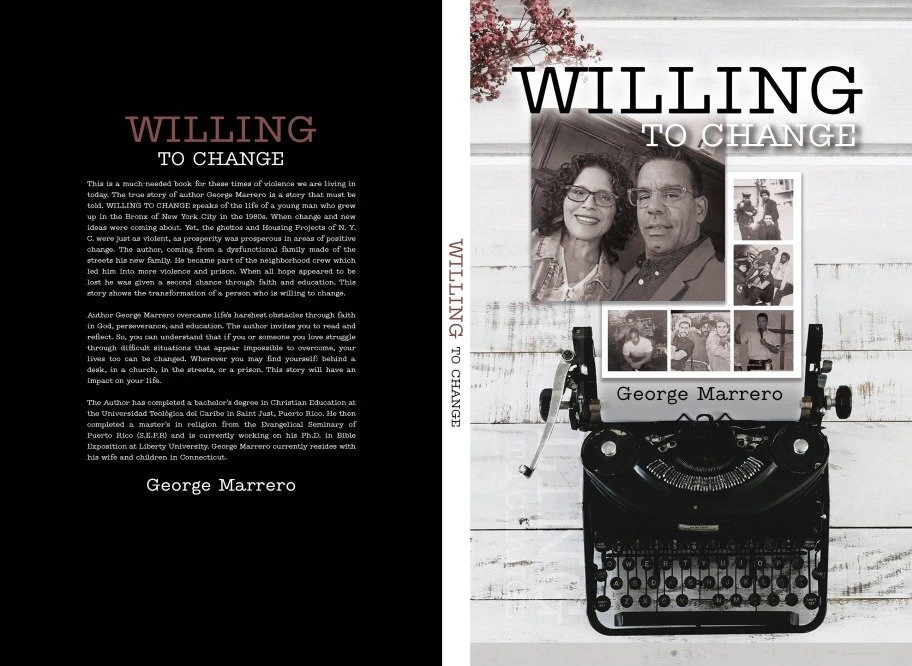 The full wraparound cover of Willing to Change, showing the back cover text, spine and front cover